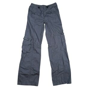 Brandy Melville Gray Cargo Pants Utility Pockets Elastic Waist Women